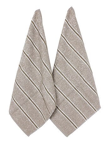 Lot de 2 torchons cuisine éponge CHECKS 50x50 cm