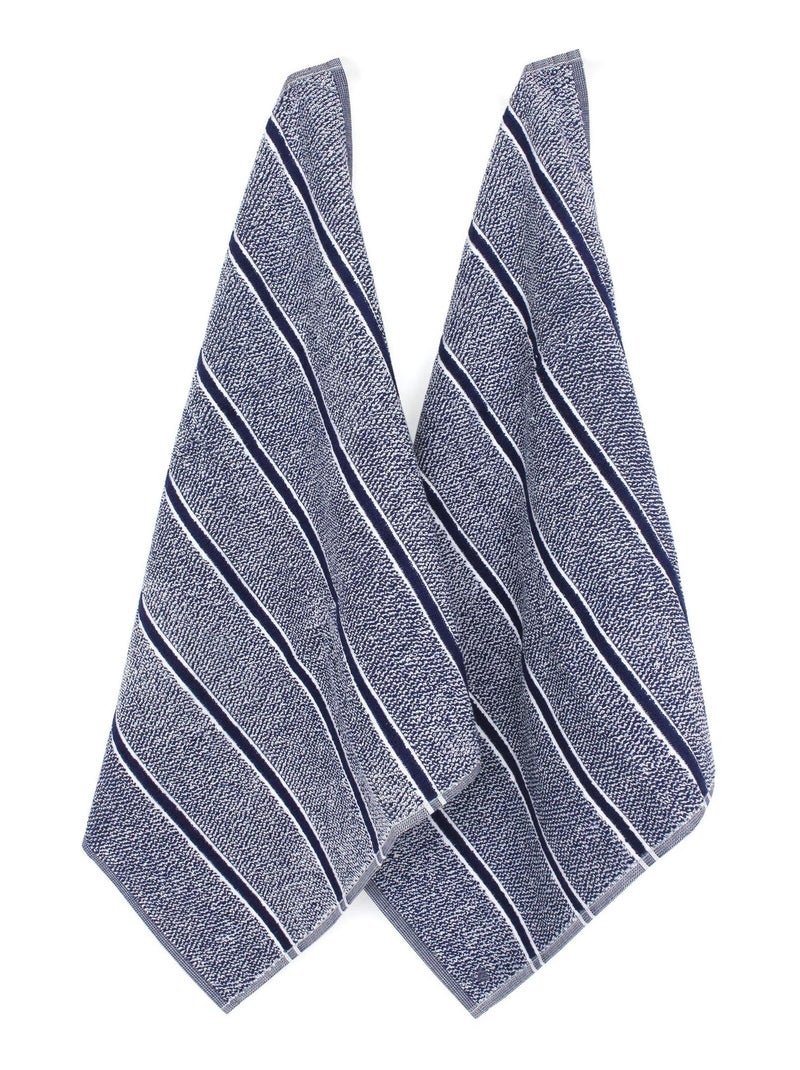 Lot de 2 torchons cuisine éponge CHECKS 50x50 cm Bleu - Kiabi