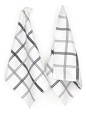 Lot de 2 torchons cuisine éponge SQUARES 50x50 cm