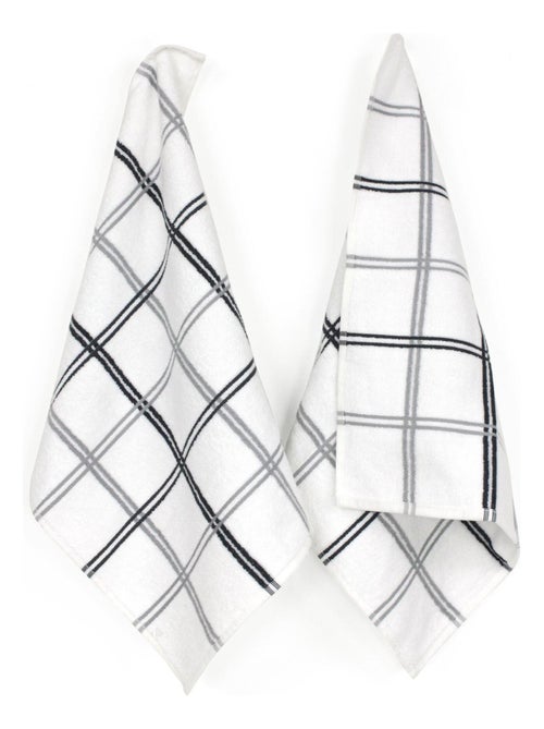 Lot de 2 torchons cuisine éponge SQUARES 50x50 cm - Kiabi