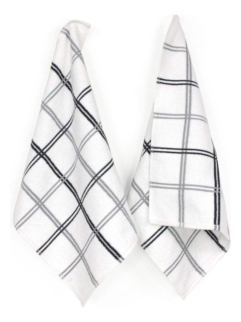 Lot de 2 torchons cuisine éponge SQUARES 50x50 cm Gris - Kiabi
