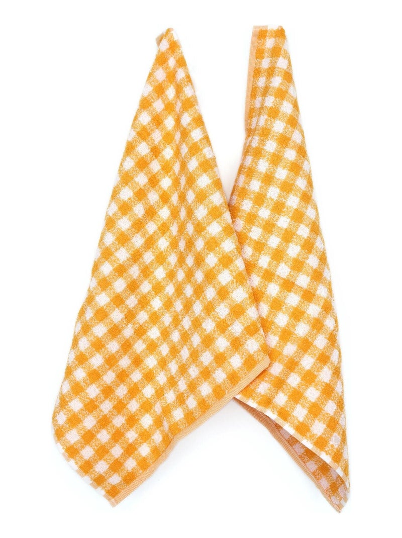 Lot de 2 torchons cuisine éponge SQUARES VICHY 50x50 cm Jaune or - Kiabi