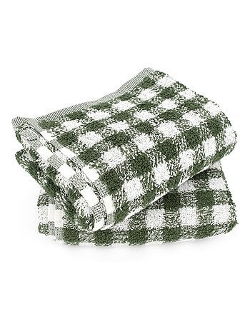 Lot de 2 torchons cuisine éponge SQUARES VICHY 50x50 cm