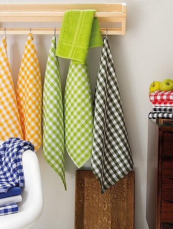 Lot de 2 torchons cuisine éponge SQUARES VICHY 50x50 cm