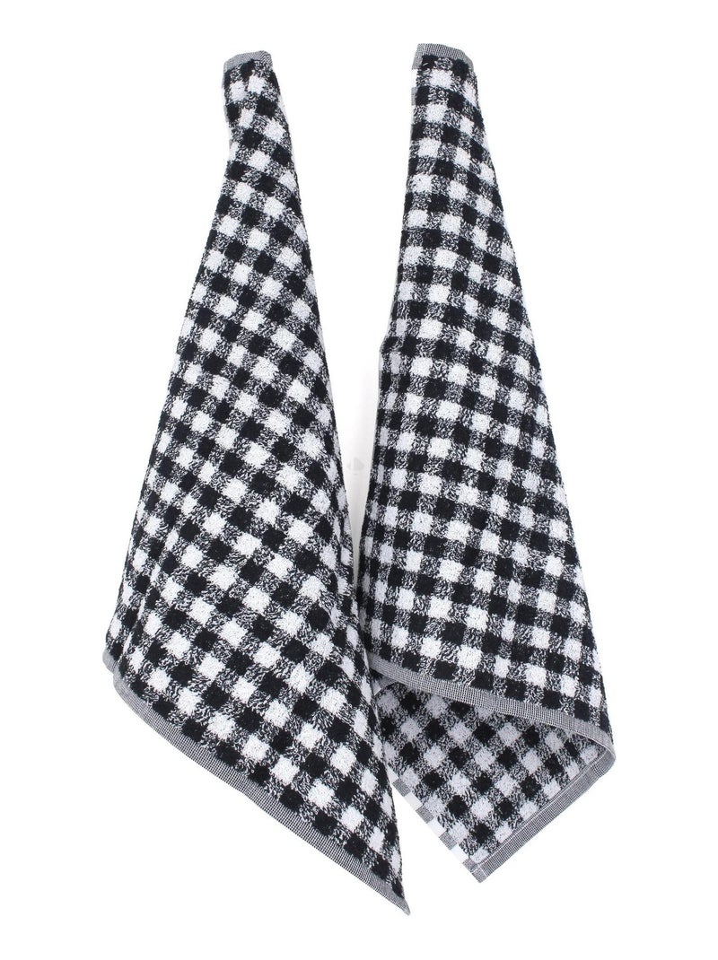 Lot de 2 torchons cuisine éponge SQUARES VICHY 50x50 cm Noir Noir - Kiabi