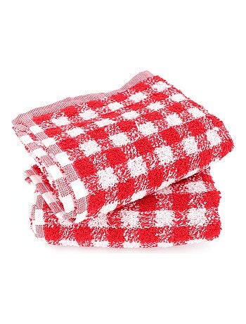 Lot de 2 torchons cuisine éponge SQUARES VICHY 50x50 cm
