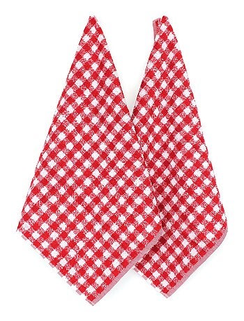 Lot de 2 torchons cuisine éponge SQUARES VICHY 50x50 cm