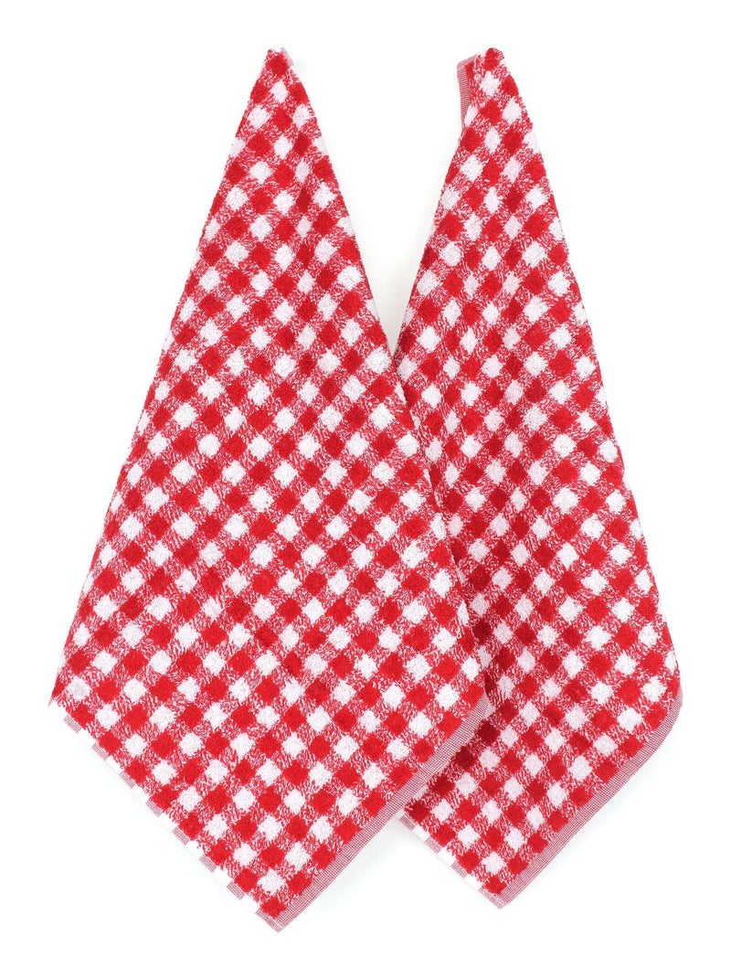 Lot de 2 torchons cuisine éponge SQUARES VICHY 50x50 cm Rouge - Kiabi