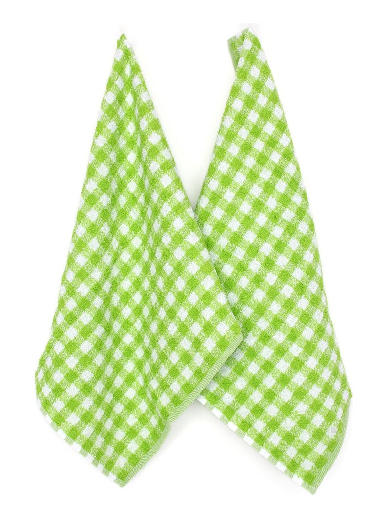 Lot de 2 torchons cuisine éponge SQUARES VICHY 50x50 cm Vert pistache - Kiabi