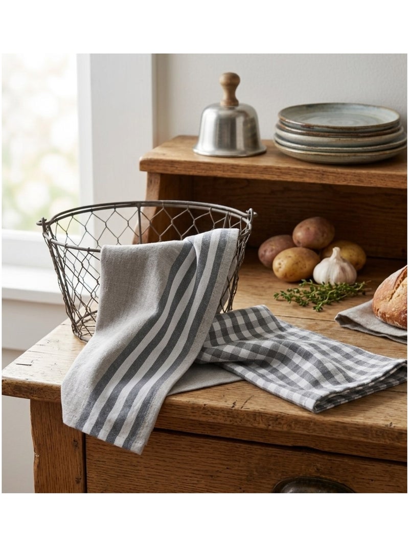 Lot de 2 torchons Cuisine Gris - Kiabi