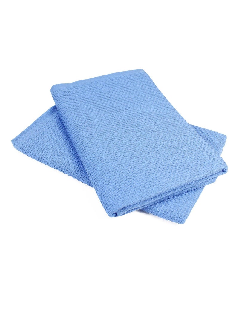 Lot de 2 torchons cuisine nid d'abeille PURE KITCHEN WAFFLE Bleu outremer - Kiabi