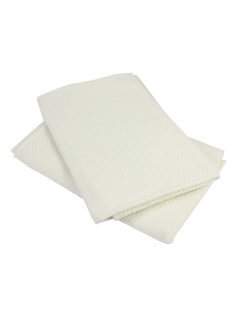 Lot de 2 torchons cuisine nid d'abeille PURE KITCHEN WAFFLE Ivoire - Kiabi