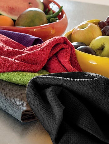 Lot de 2 torchons cuisine nid d'abeille PURE KITCHEN WAFFLE