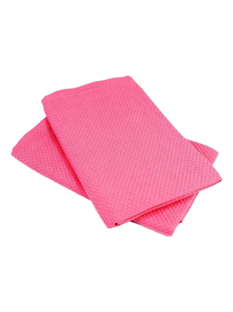 Lot de 2 torchons cuisine nid d'abeille PURE KITCHEN WAFFLE Rouge foncé - Kiabi