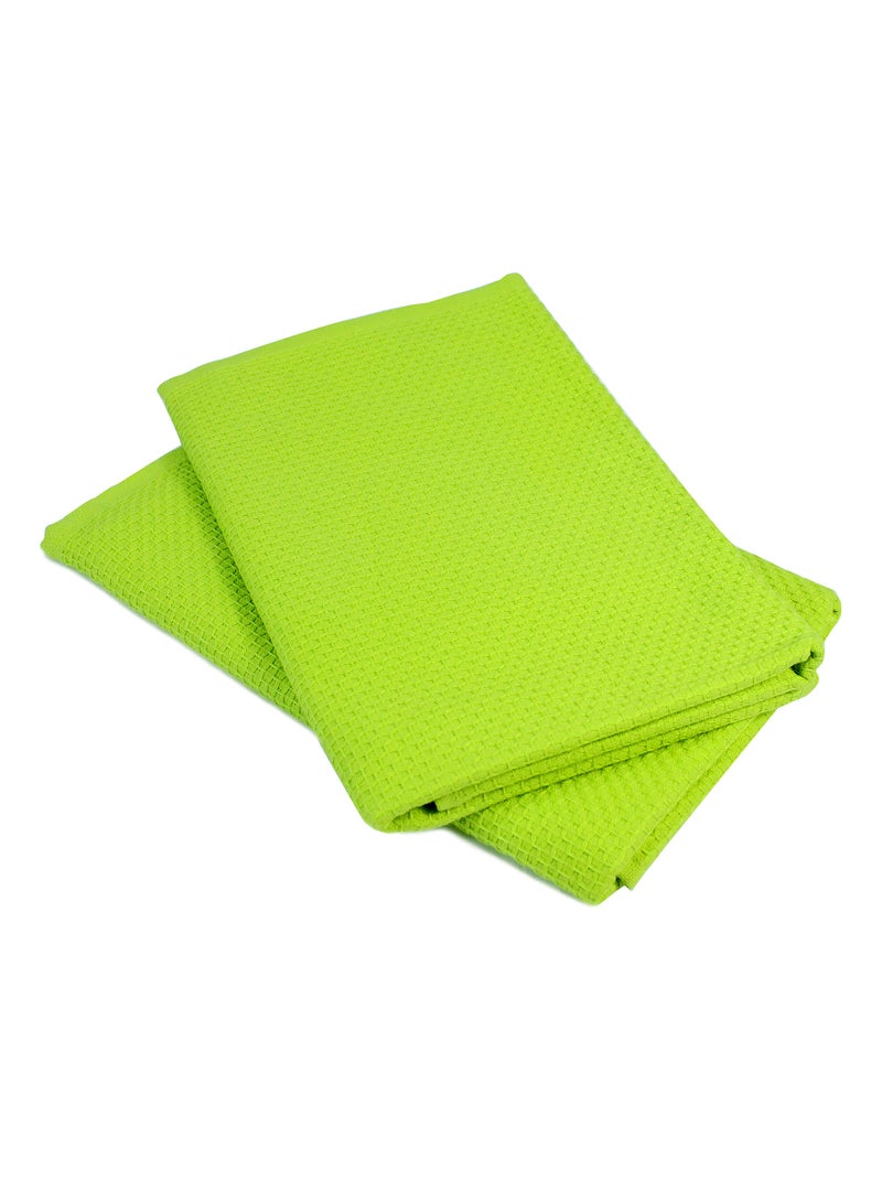 Lot de 2 torchons cuisine nid d'abeille PURE KITCHEN WAFFLE Vert pistache - Kiabi