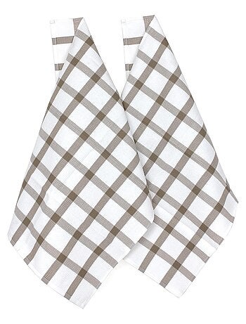 Lot de 2 torchons cuisine toile CHECKS 50x70 cm