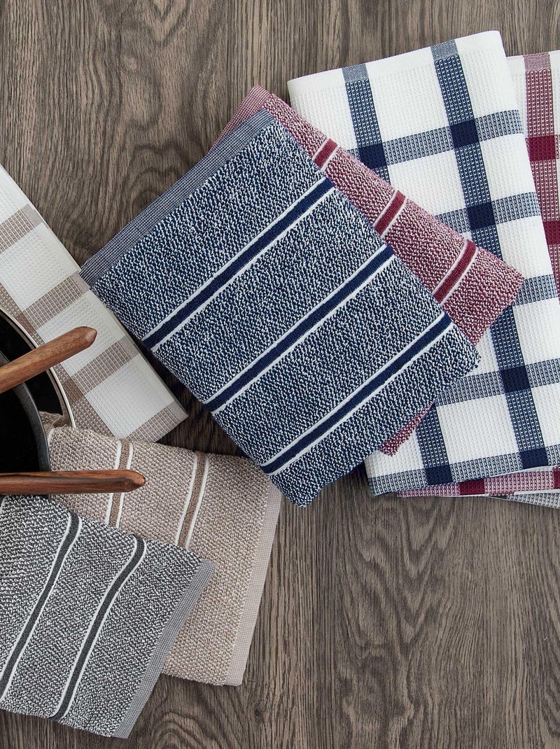 Lot de 2 torchons cuisine toile CHECKS 50x70 cm Beige - Kiabi