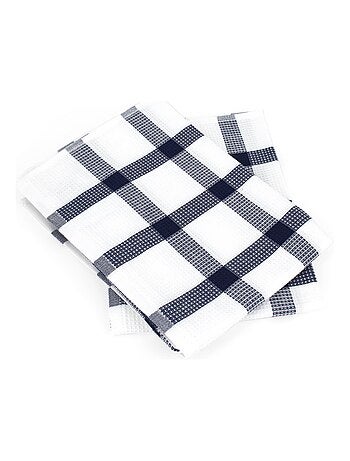 Lot de 2 torchons cuisine toile CHECKS 50x70 cm