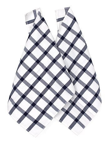 Lot de 2 torchons cuisine toile CHECKS 50x70 cm