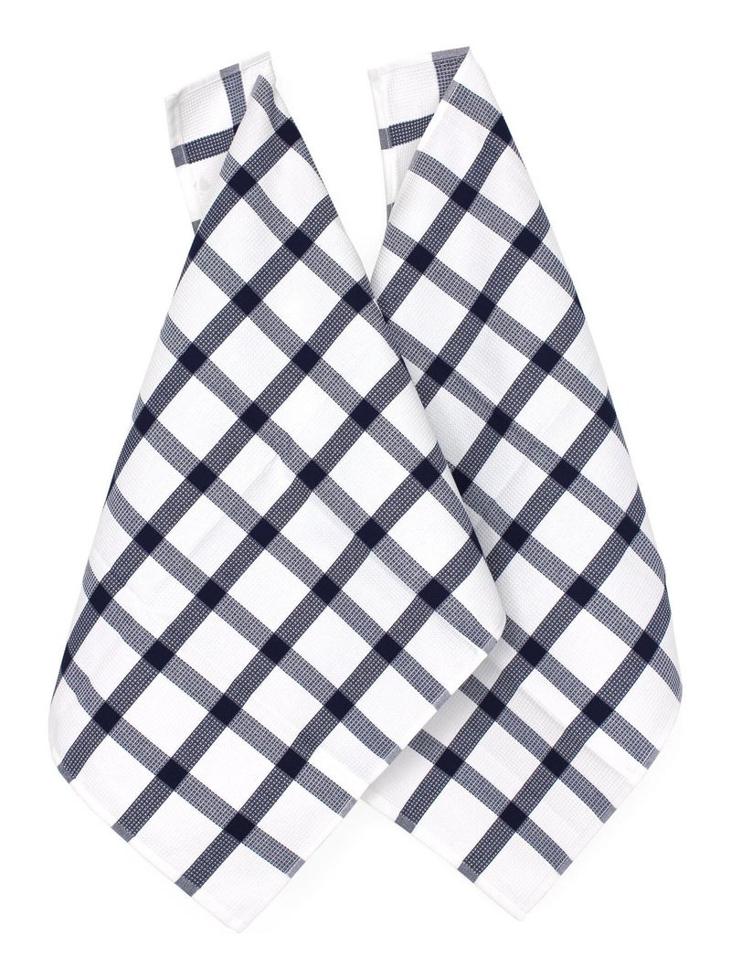 Lot de 2 torchons cuisine toile CHECKS 50x70 cm Bleu - Kiabi