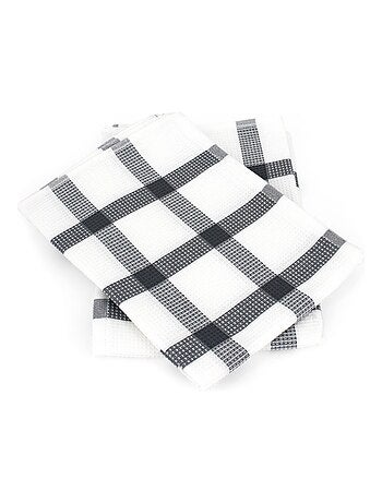 Lot de 2 torchons cuisine toile CHECKS 50x70 cm