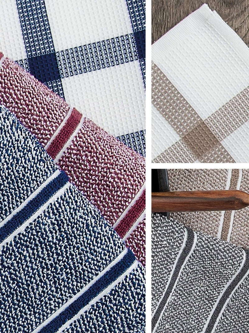 Lot de 2 torchons cuisine toile CHECKS 50x70 cm Gris - Kiabi