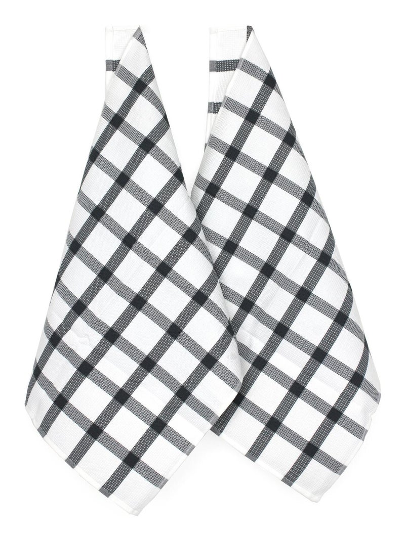 Lot de 2 torchons cuisine toile CHECKS 50x70 cm Gris - Kiabi
