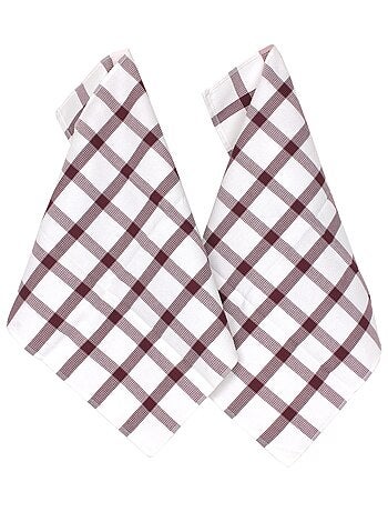 Lot de 2 torchons cuisine toile CHECKS 50x70 cm