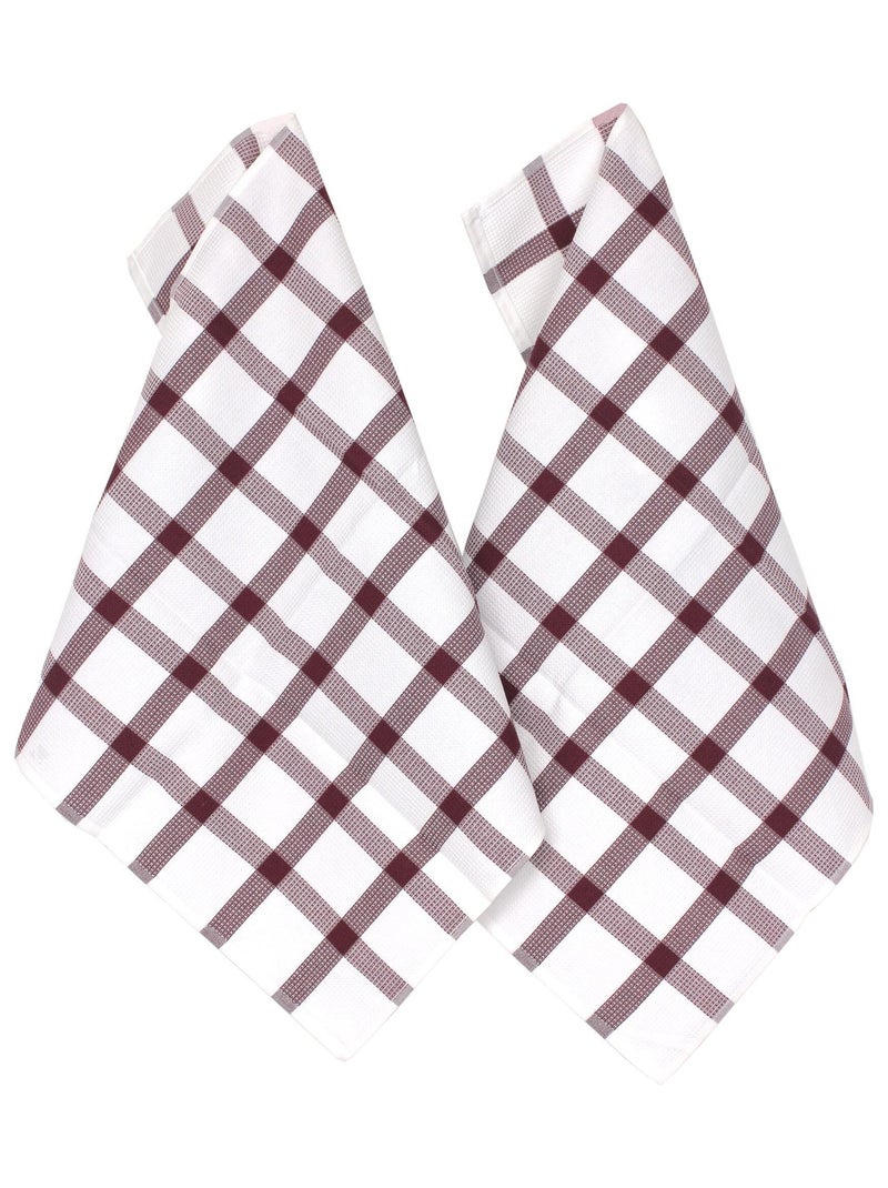 Lot de 2 torchons cuisine toile CHECKS 50x70 cm Rouge - Kiabi