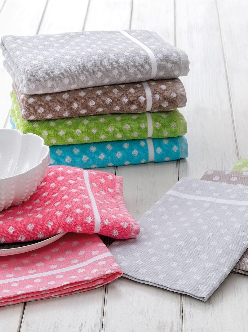 Lot de 2 torchons cuisine toile DOTS 50x70 cm Marron - Kiabi