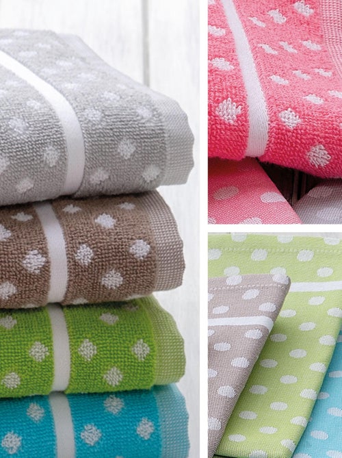 Lot de 2 torchons cuisine toile DOTS 50x70 cm - Kiabi