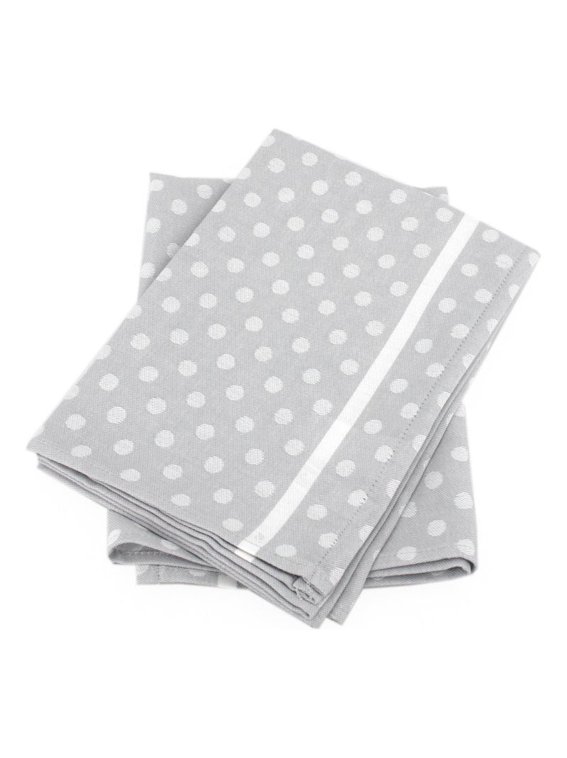 Lot de 2 torchons cuisine toile DOTS Gris - Kiabi