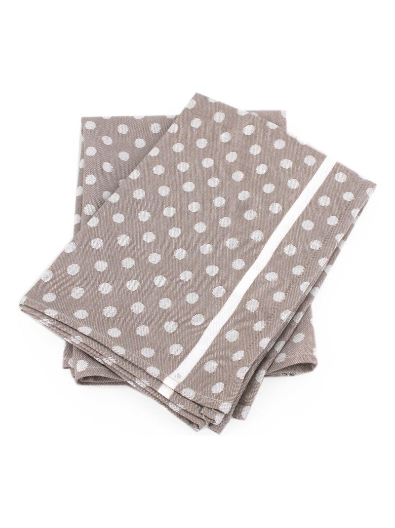 Lot de 2 torchons cuisine toile DOTS Marron - Kiabi