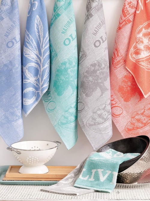 Lot de 2 torchons cuisine toile OLIVES coton et lin - Kiabi Lot de 2 torchons cuisine toile OLIVES coton et lin - Kiabi