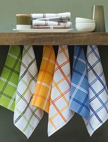 Lot de 2 torchons cuisine toile SQUARES 50x70 cm