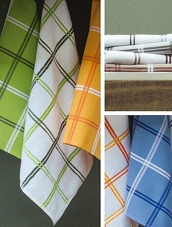 Lot de 2 torchons cuisine toile SQUARES 50x70 cm