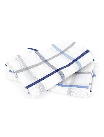 Lot de 2 torchons cuisine toile SQUARES LIN coton et lin