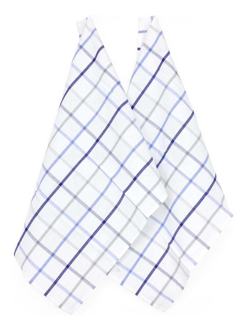 Lot de 2 torchons cuisine toile SQUARES LIN coton et lin Bleu - Kiabi