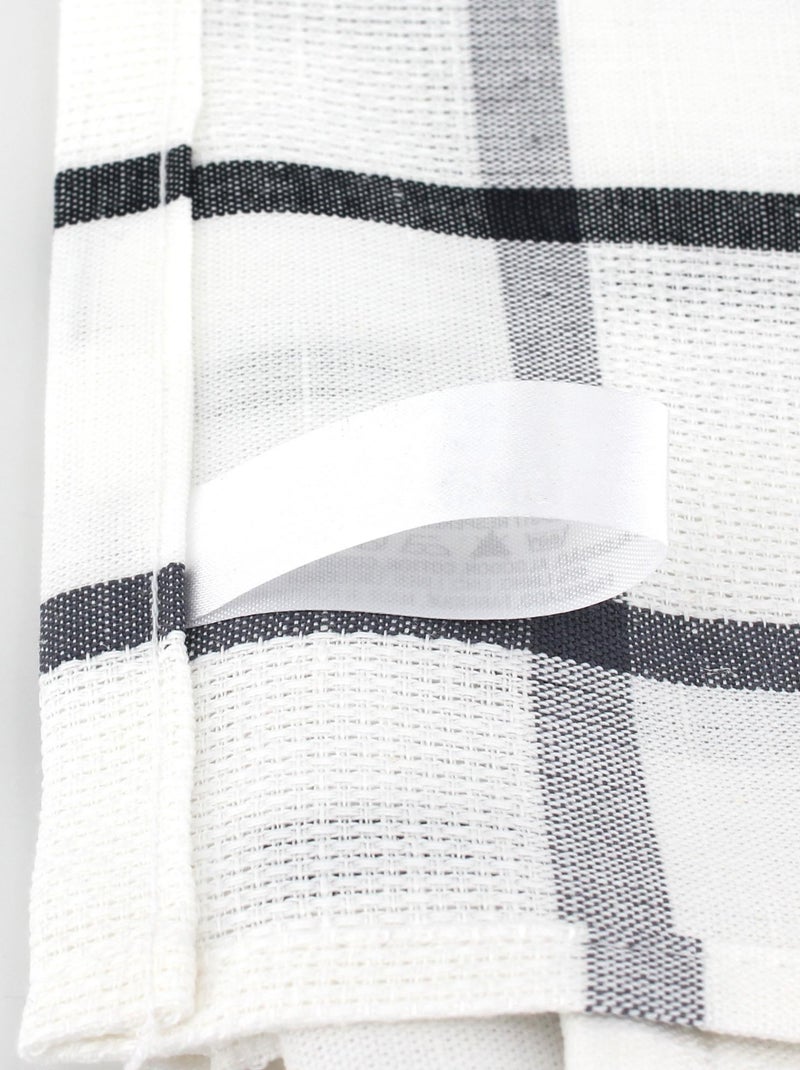 Lot de 2 torchons cuisine toile SQUARES LIN coton et lin Bleu - Kiabi