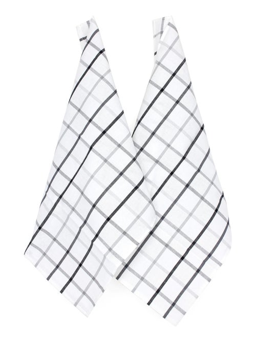 Lot de 2 torchons cuisine toile SQUARES LIN coton et lin - Kiabi