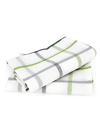 Lot de 2 torchons cuisine toile SQUARES LIN coton et lin