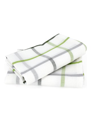 Lot de 2 torchons cuisine toile SQUARES LIN coton et lin