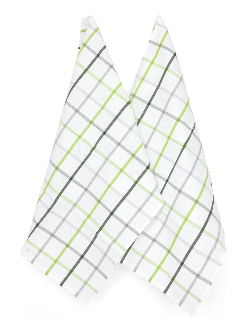 Lot de 2 torchons cuisine toile SQUARES LIN coton et lin Vert - Kiabi