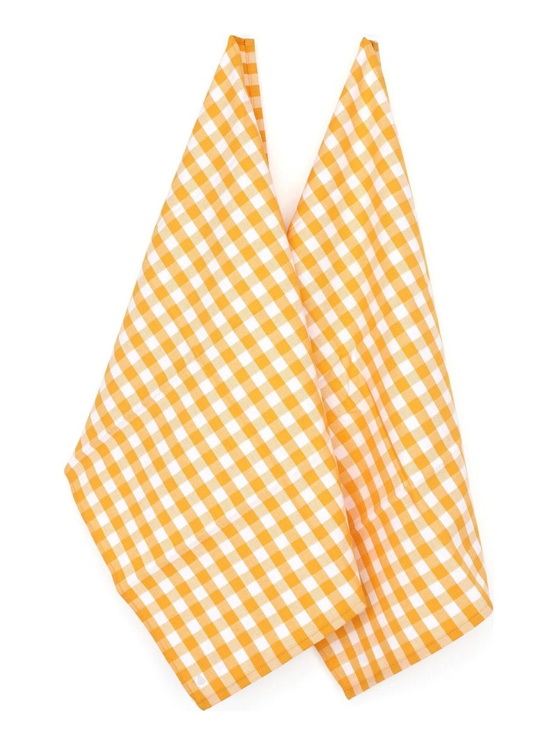 Lot de 2 torchons cuisine toile SQUARES VICHY 50x70 cm Jaune or - Kiabi