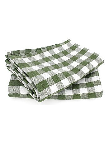 Lot de 2 torchons cuisine toile SQUARES VICHY 50x70 cm