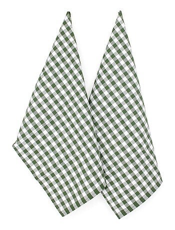 Lot de 2 torchons cuisine toile SQUARES VICHY 50x70 cm