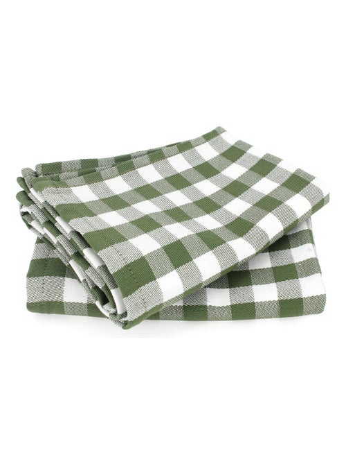 Lot de 2 torchons cuisine toile SQUARES VICHY 50x70 cm - Kiabi