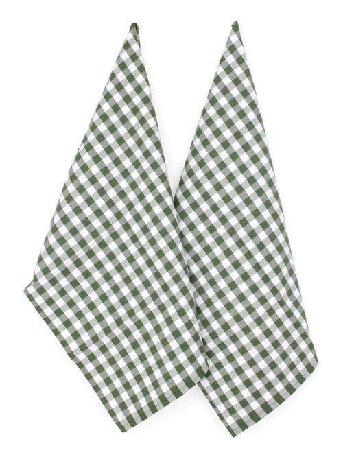 Lot de 2 torchons cuisine toile SQUARES VICHY 50x70 cm - Kiabi