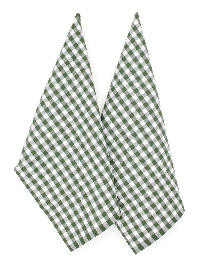 Lot de 2 torchons cuisine toile SQUARES VICHY 50x70 cm Kaki - Kiabi