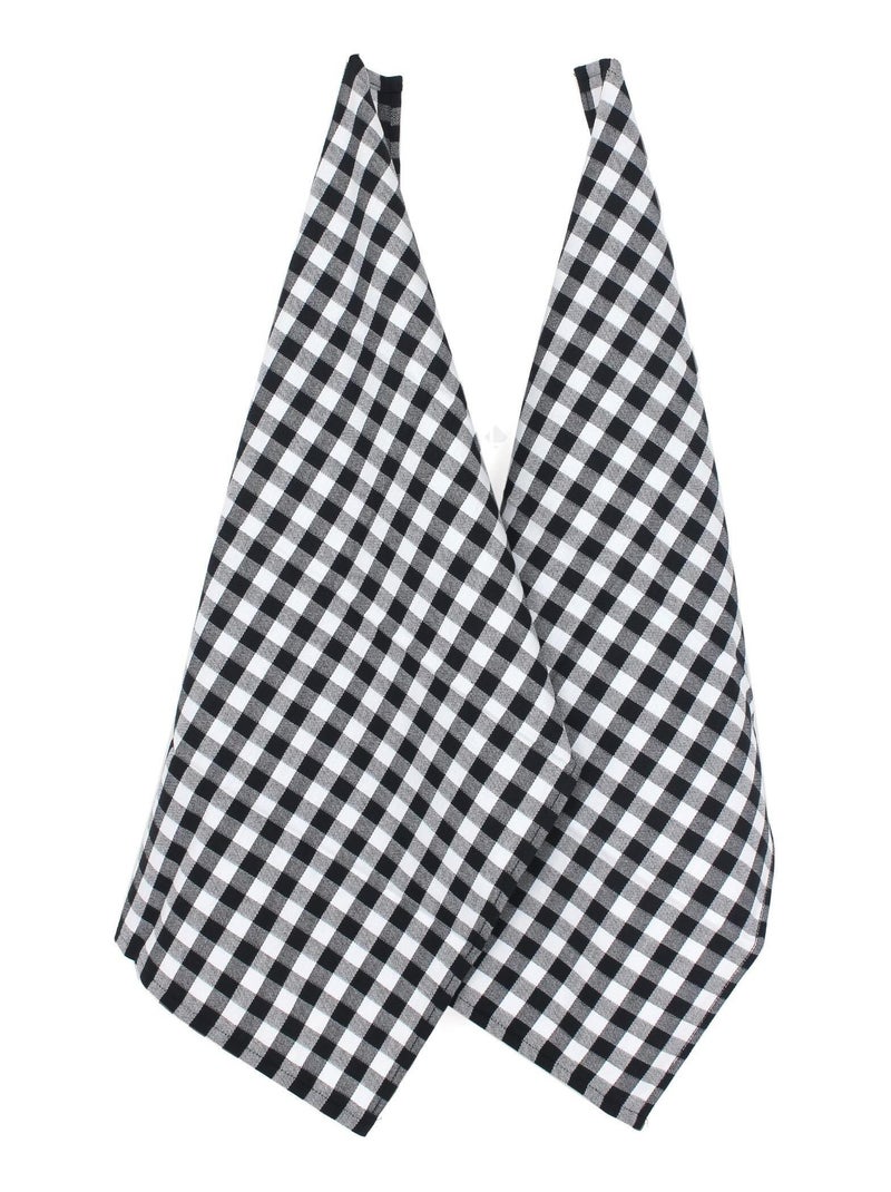 Lot de 2 torchons cuisine toile SQUARES VICHY 50x70 cm Noir Noir - Kiabi